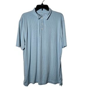 Kenneth Cole Golf Mens Blue Micro Stripe Short Sleeve Polo Shirt XL Athletic